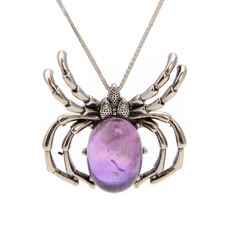 Amethyst, Natural, Spider, One Pendant, 35mm 
