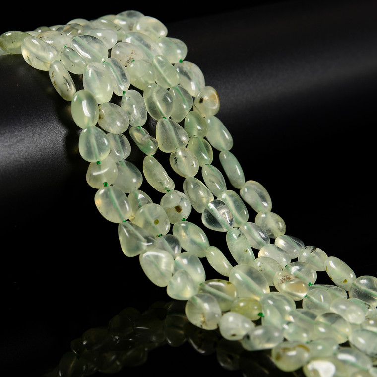 Prehnite, Natural, Smooth, Nuggets, Varied Sizes, One 8-10mm Strand