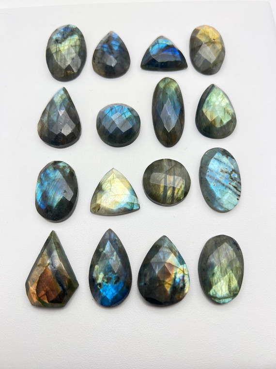 Labradorite, Faceted, Cabochons, 25, 50 or 100 Gram Lot, Assorted Shapes & Sizes