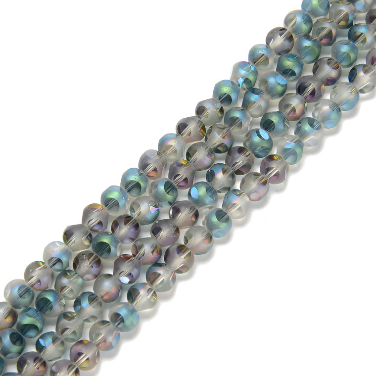 Transparent Rainbow, Smooth Round, Window Cut Glass, One 8mm Strand