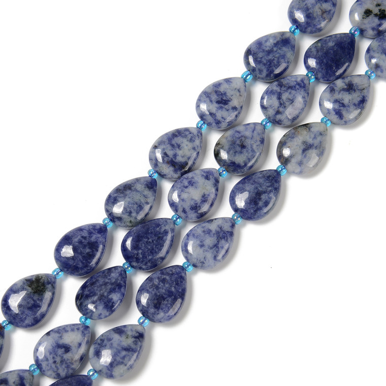 Blue Spot Jasper, Natural, Smooth, Teardrop , One 13x18mm Strand