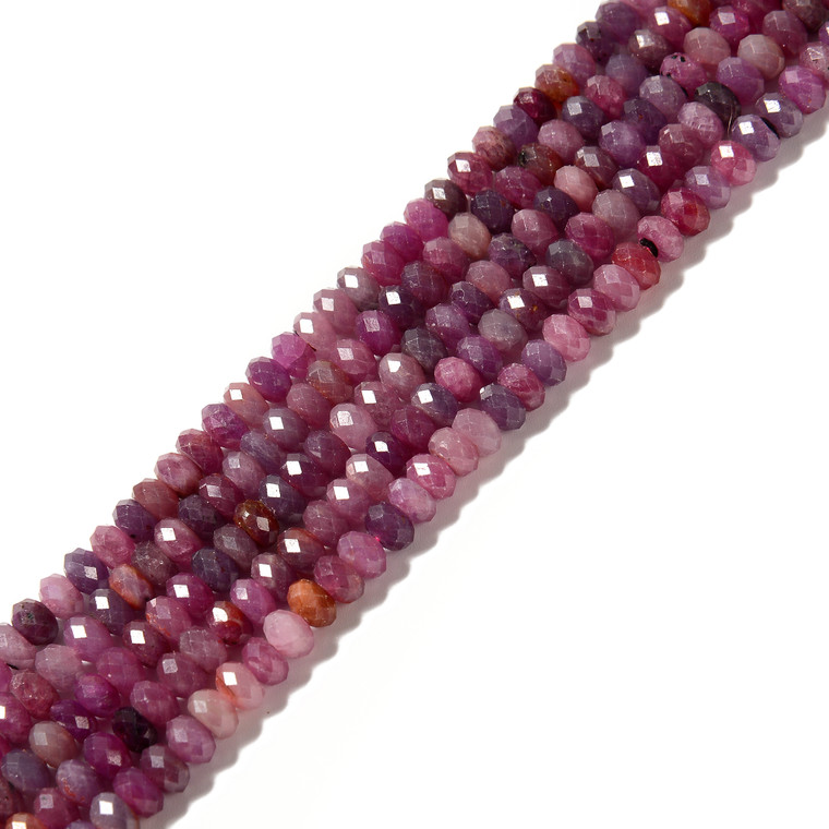 Ruby, Natural, Faceted Rondelle, One 6x4mm Strand