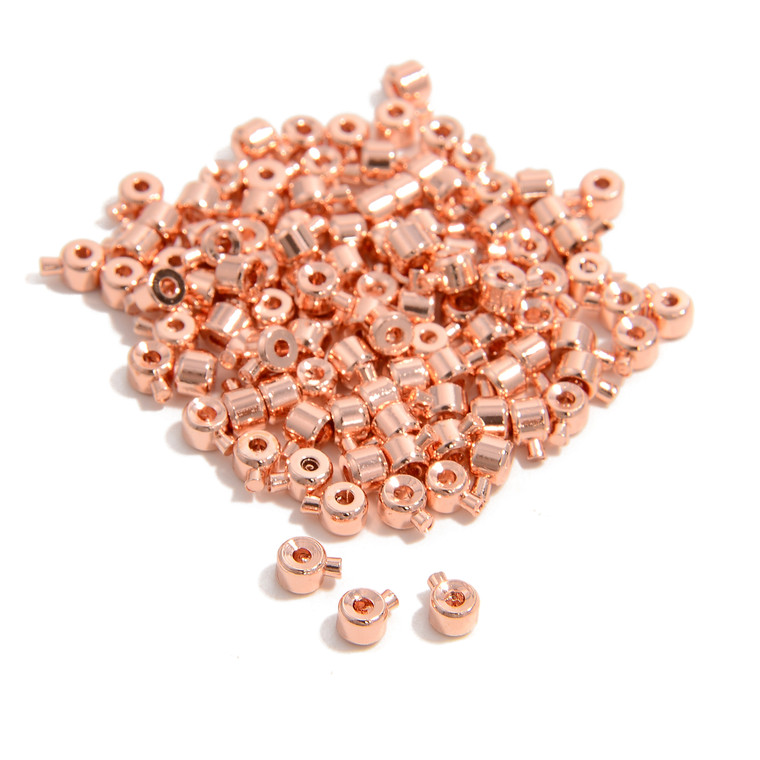 Easy Crimp, Rose Gold Color Plated, 3mm, 100 pieces, Easy, Secure & Beautiful Finish to Jewelry