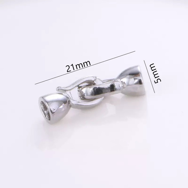 Snap Clasp, 5x20mm, 14 Karat Shiny White Gold Plated Copper, 20 PCS