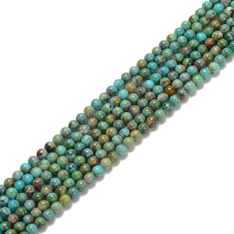 Turquoise, Chinese, Stabilized, Smooth Round, One 5mm Strand