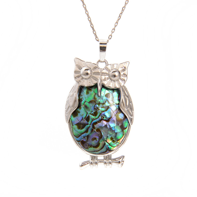 Abalone, Owl, One Pendant, 27x45mm
