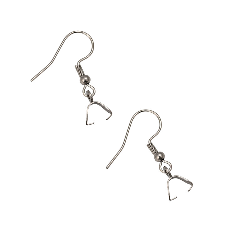 Ear Wires, Pinch Style, 20mm, 24 gauge, Stainless Steel, 10 PCS