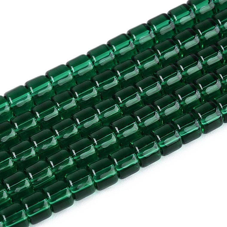 Glass Column, Transparent Green, One 4mm Strand, 14~15 inches