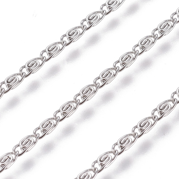 Stainless Steel Chain, 5x2mm, Lumachina, 16 ft.
