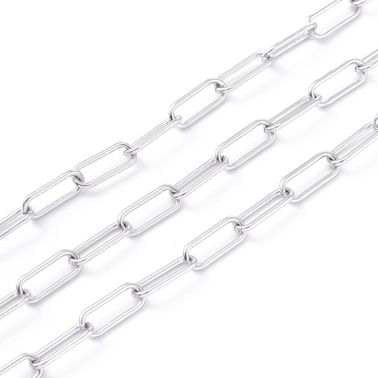 Stainless Steel Chain, 14x6mm, Paperclip, 3.3 ft.