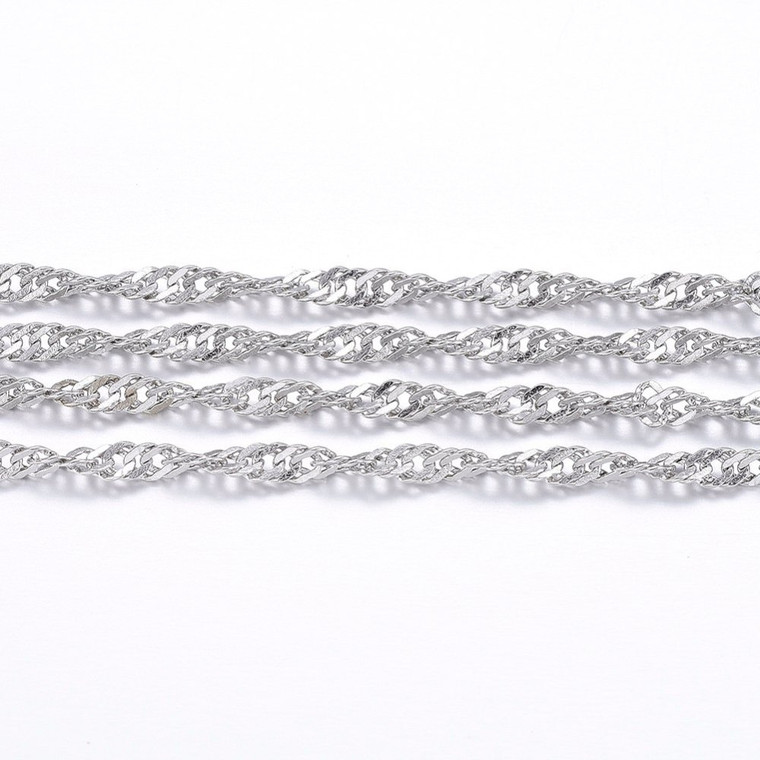 Stainless Steel Chain, 2.5x0.5mm, Singapore, 6.5 ft.