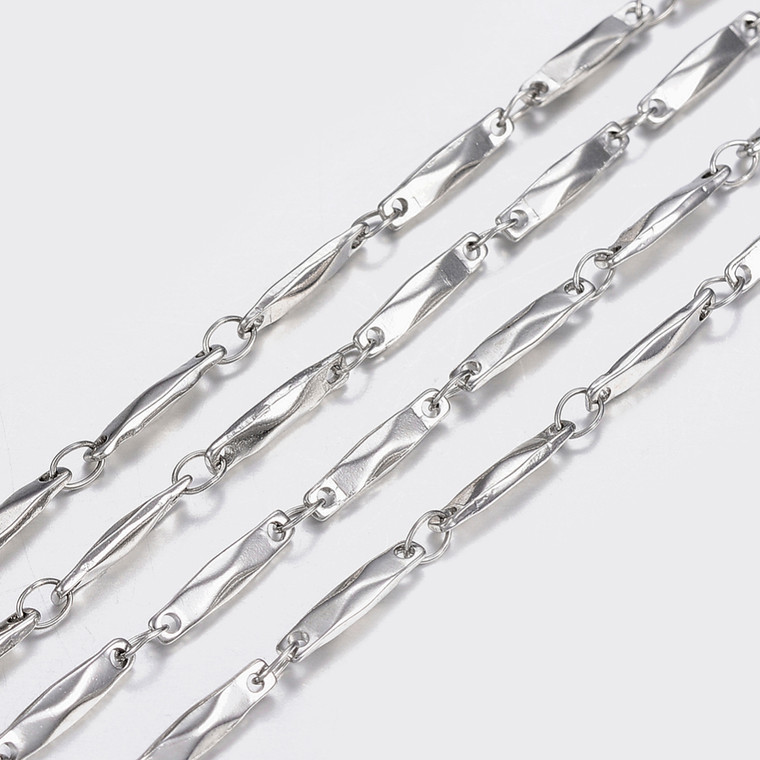 Stainless Steel Chain, 11x3mm, Bar Link, 3.3 ft.