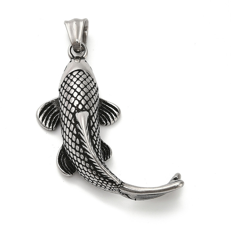 Koi Fish Pendant, Stainless Steel, 45x35x13mm
