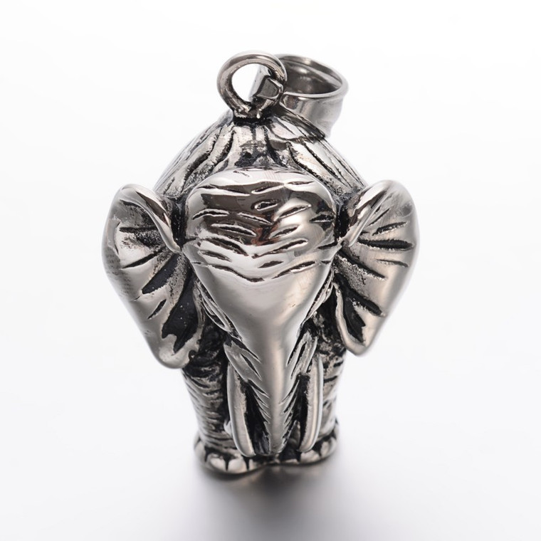 Elephant Pendant, Stainless Steel, 38x27x23mm