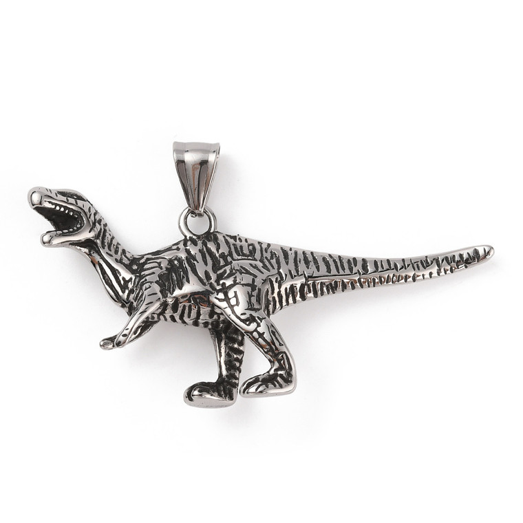 Dinosaur Pendant, Stainless Steel, 28x62x10mm
