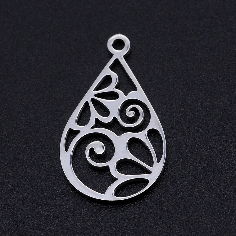Stainless Steel, Cutout, Teardrop, 22x13mm, 2 PCS