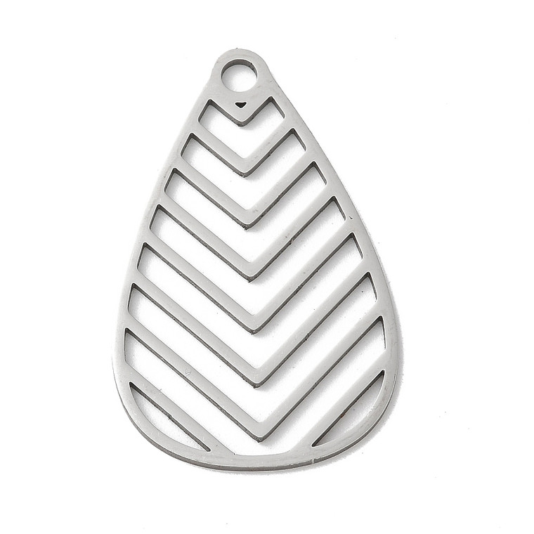 Stainless Steel, Cutout, Teardrop, 35x22mm, 2 PCS