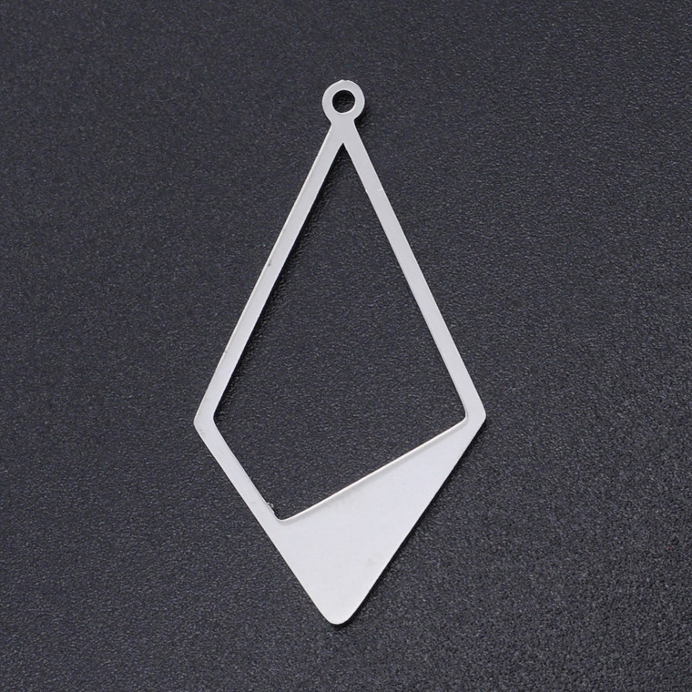Stainless Steel, Cutout, Rhombus, 36x18mm, 2 PCS