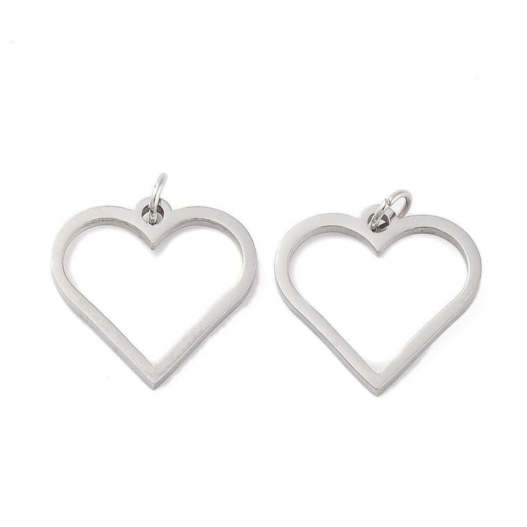 Stainless Steel, Cutout, Heart, 15mm, 3 PCS
