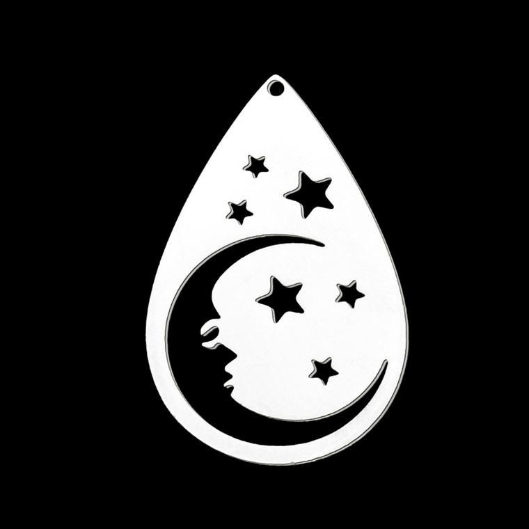 Stainless Steel, Cutout, Teardrop, 38x24mm, 2 PCS