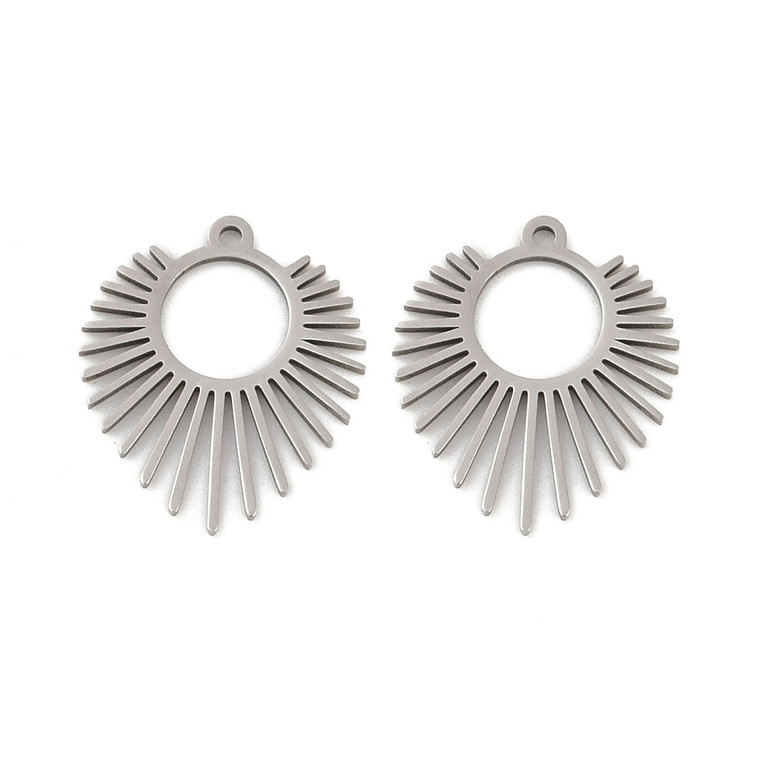 Stainless Steel, Cutout, Charm, 18x15mm, 2 PCS