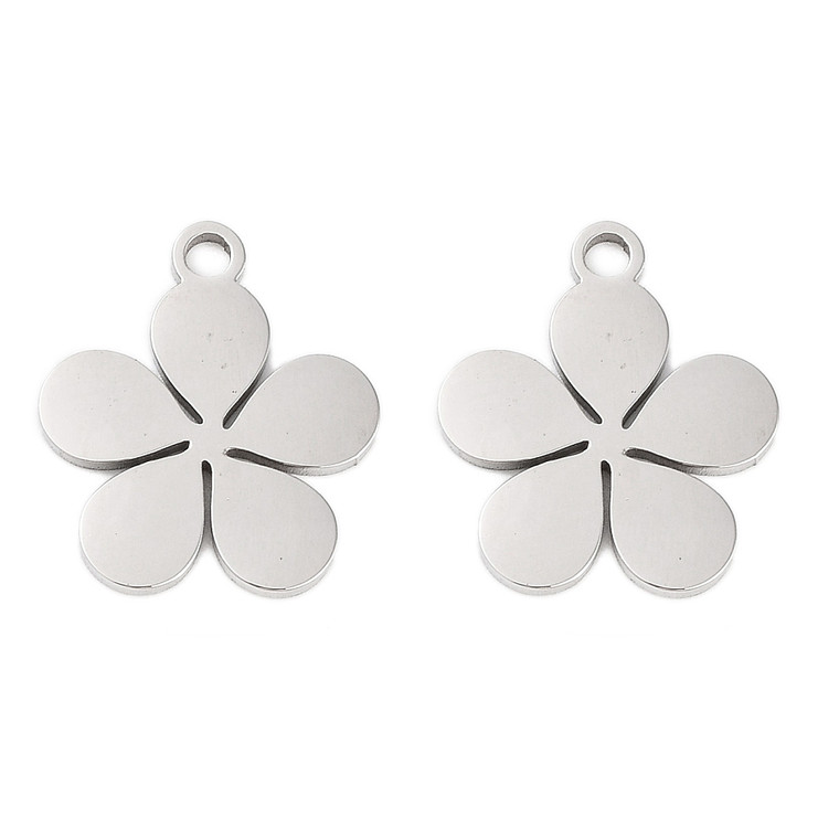 Stainless Steel, Cutout, Flower, 15x13mm, 5 PCS