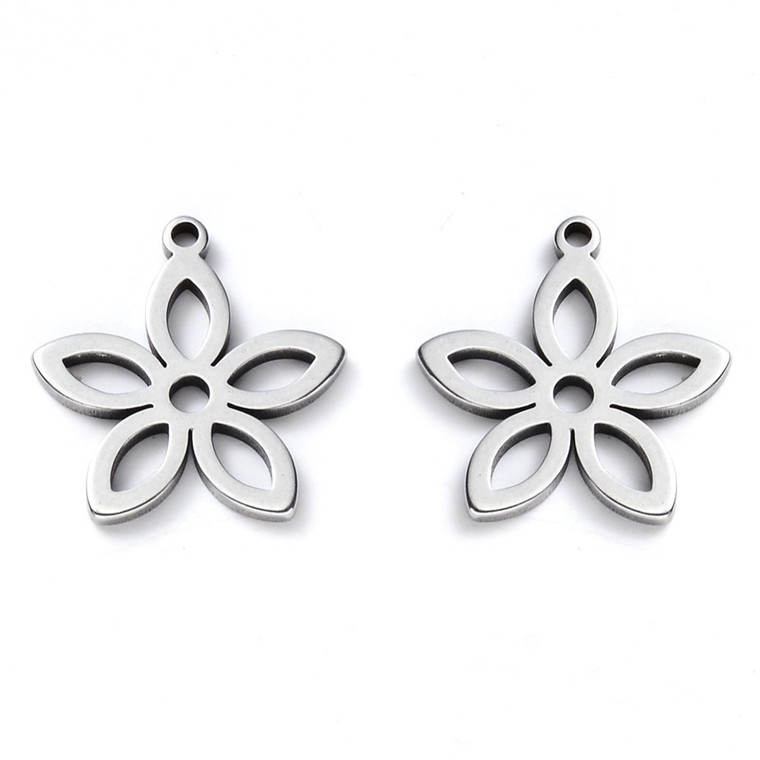 Stainless Steel, Cutout, Flower, 16x15mm, 10 PCS