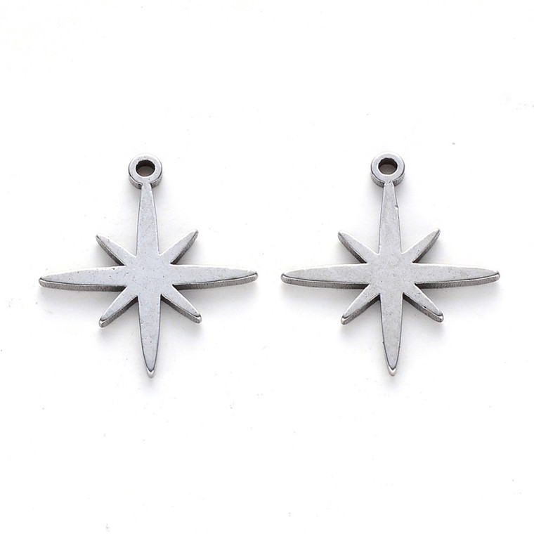 Stainless Steel, Cutout, Star, 15mm, 10 PCS