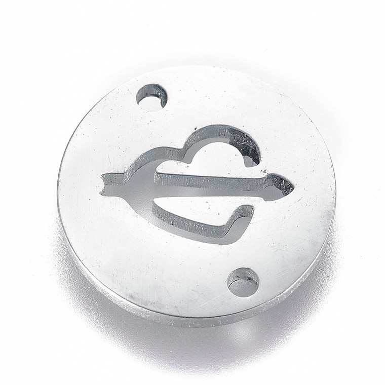 Stainless Steel, Cutout, Heart Connector, 12mm, 5 PCS