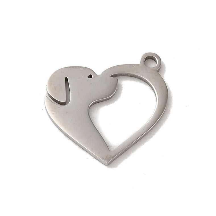 Stainless Steel, Cutout, Heart, 13x15mm, 4 PCS
