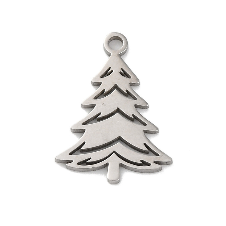 Stainless Steel, Cutout, Christmas Tree, 17x12mm, 4 PCS