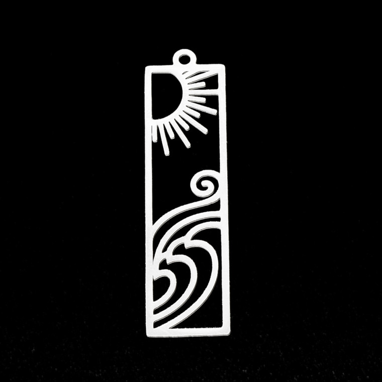 Stainless Steel, Cutout, Hanafuda, 41x11mm, 2 PCS