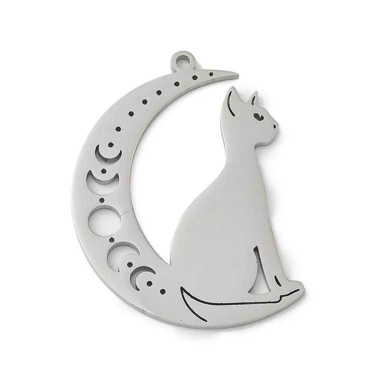 Stainless Steel, Cutout, Cat, 34x25mm, 2 PCS