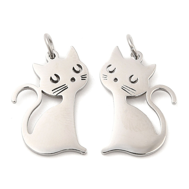 Stainless Steel, Cutout, Cat, 20x13mm, 3 PCS