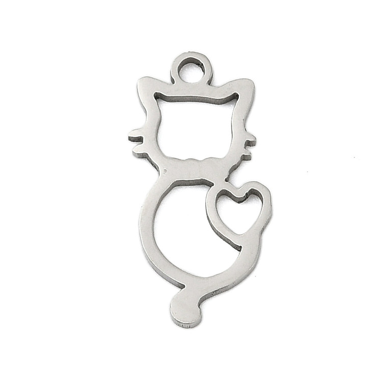 Stainless Steel, Cutout, Cat, 18x9mm, 4 PCS