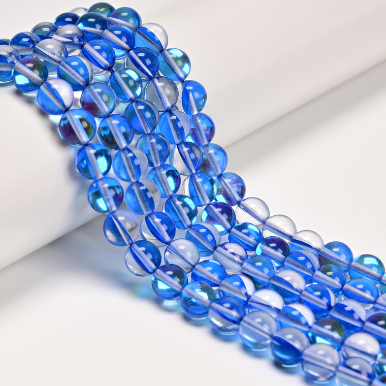 Glowing Glass, Blue, One 8mm Strand