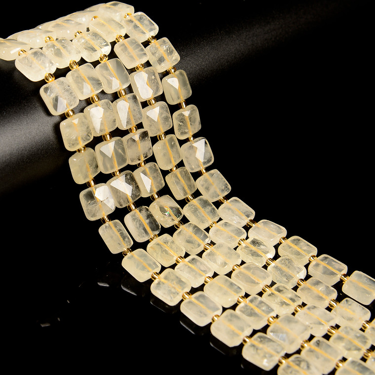 Citrine, Quartz, Heated, Faceted Flat Square, One 10mm Strand