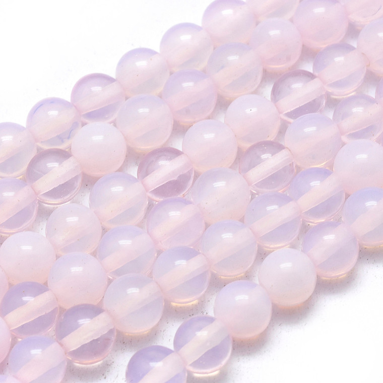 Opalite, Glass, Pink, Smooth Round, One 8mm Strand
