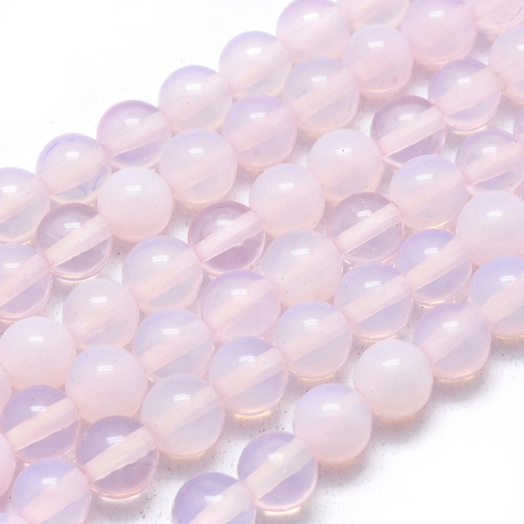 Opalite, Glass, Pink, Smooth Round, One 6mm Strand