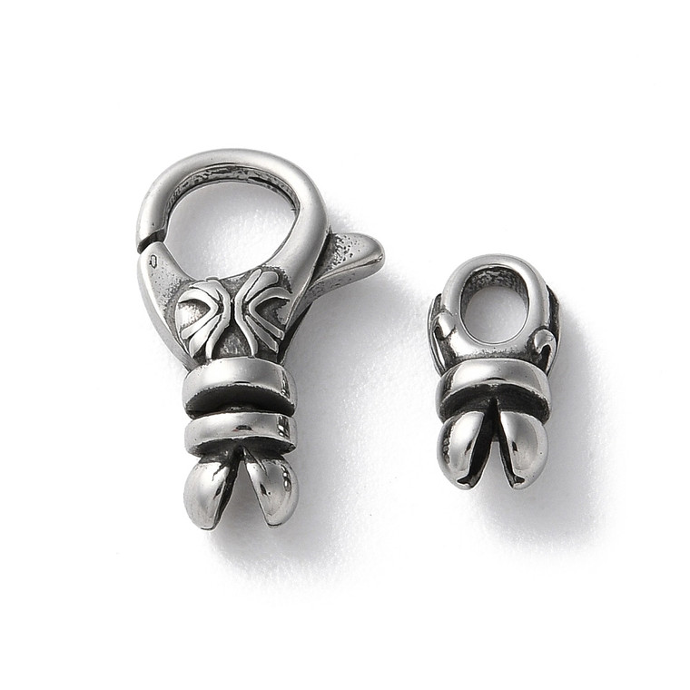 Lobster Claw Clasp, With Bail, 17x11mm, Stainless Steel, 1 Set