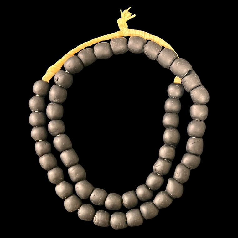 African Glass, Recycled, Black, 11mm, 20in Strand