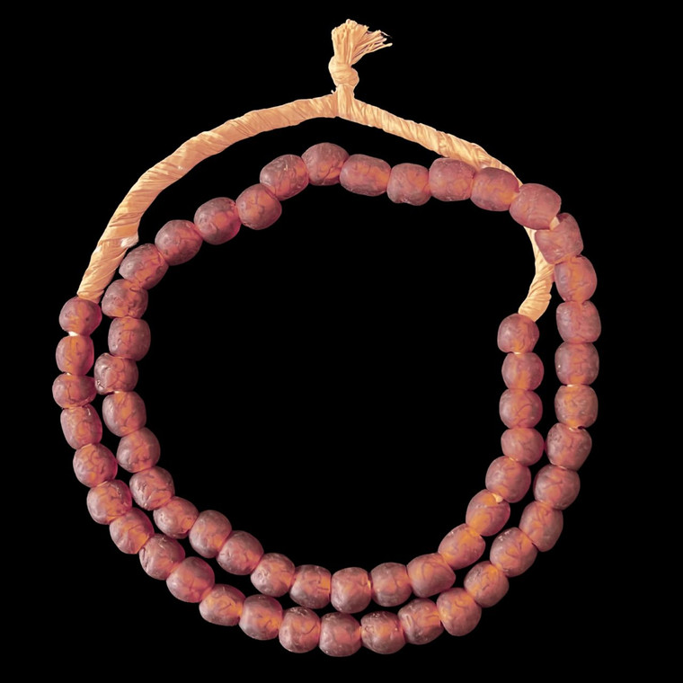 African Glass, Recycled, Brown & Black Crackle, 9mm, 20in Strand