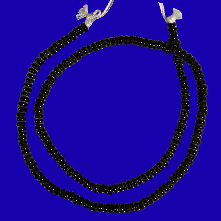Indonesian Java Glass, Recycled, Donut, Black, 6x4mm, 24in Strand