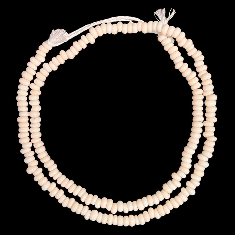 Indonesian Java Glass, Recycled, Donut, White Ivory, 6x4mm, 24in Strand