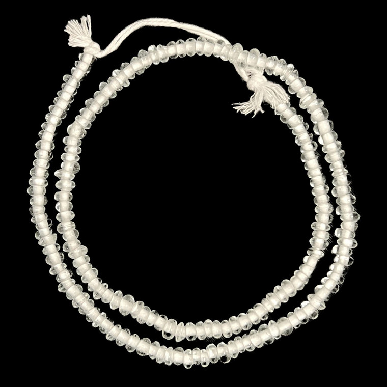 Indonesian Java Glass, Recycled, Donut, Clear, 6x4mm, 24in Strand