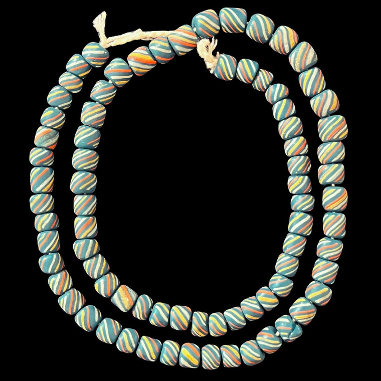 Indonesian Java Glass, Gooseberry, Teal, 8mm, 24in Strand