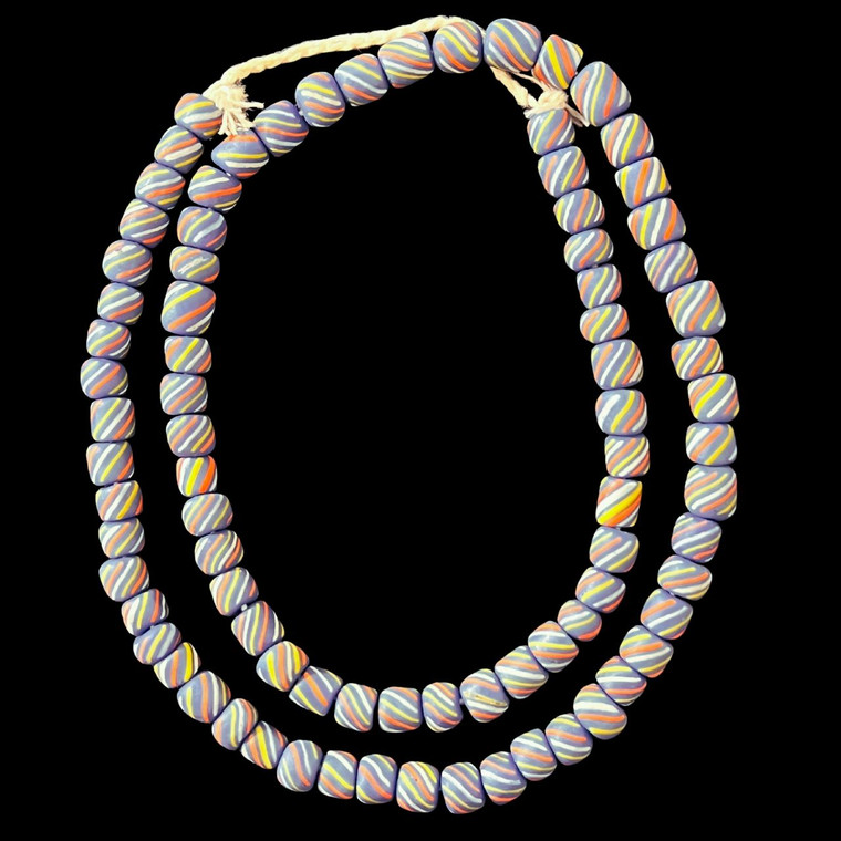 Indonesian Java Glass, Gooseberry, Denim Blue, 8mm, 24in Strand