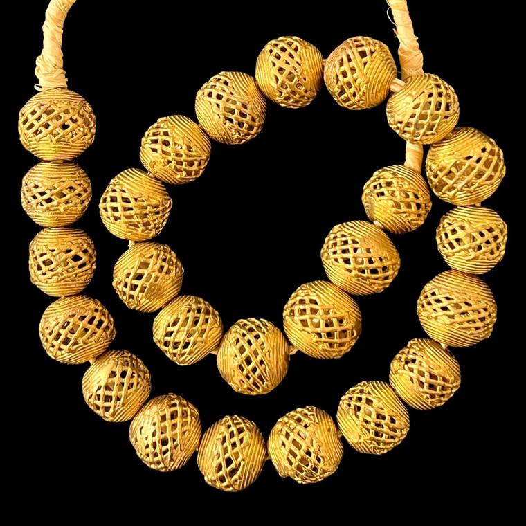 Ghana Brass, Ashanti, Round, 20mm, 18in Strand