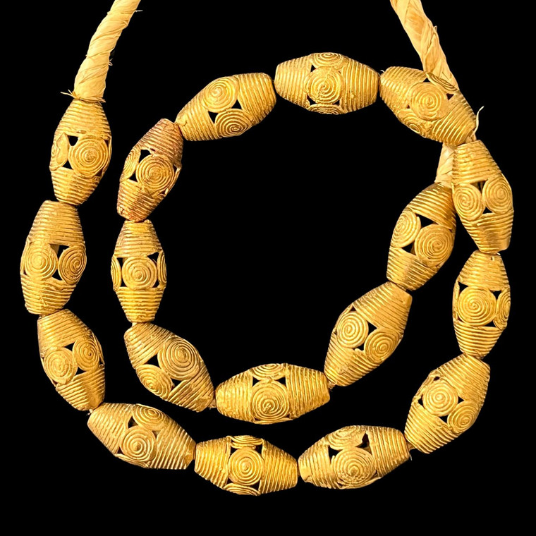 Ghana Brass, Ashanti, Round Rhombus, 30x17mm, 22in Strand