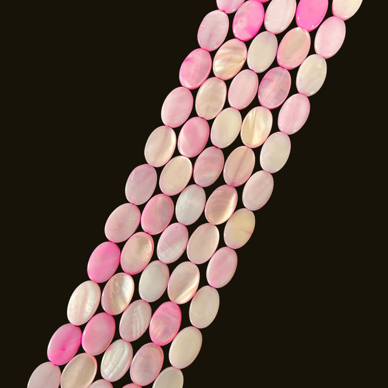 Shell, Smooth Oval, Dark Pink, Dyed, 12x8mm